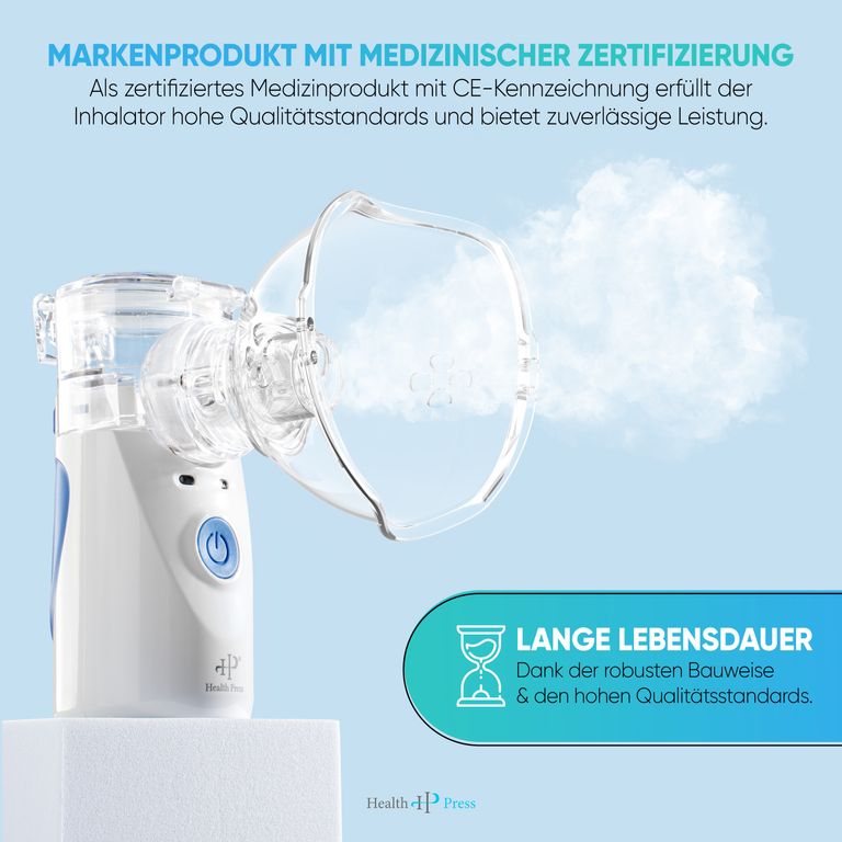 Shopapotheke Health Press® Inhalationsgerät – Tragbarer Reisetauglicher Inhalator Für Erwachsene & Kinder