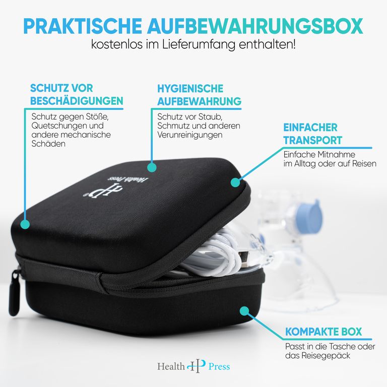 Shopapotheke Health Press® Inhalationsgerät – Tragbarer Reisetauglicher Inhalator Für Erwachsene & Kinder