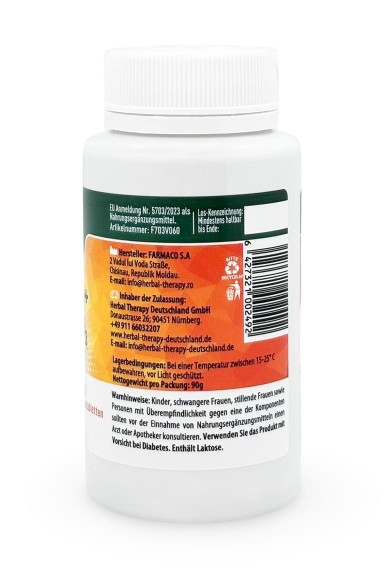 Shopapotheke Herbal Therapy Kalzium (500 Mg) + Vitamin D3 (200 IE) Forte Kautabletten