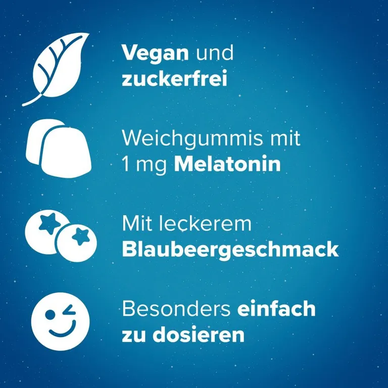 Shopapotheke Hoggar® Melatonin Gummies: Angenehm Schneller Einschlafen. Weichgummis Mit Blaubeergeschmack.1 Mg Melatonin Vitamin B6 Baldrian- Lavendel- Und Kamillenextrakt