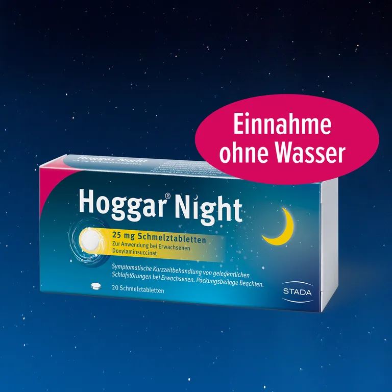 Shopapotheke Hoggar® Night 25 Mg Schmelztabletten Zur Praktischen Einnahme Ohne Wasser Bei Akuten Ein- Und Durchschlafstörungen