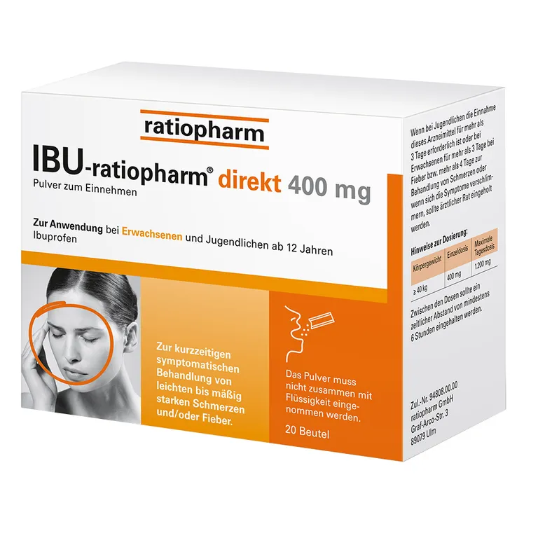 shopapotheke IBU-ratiopharm® direkt 400 mg Pulver zum Einnehmen