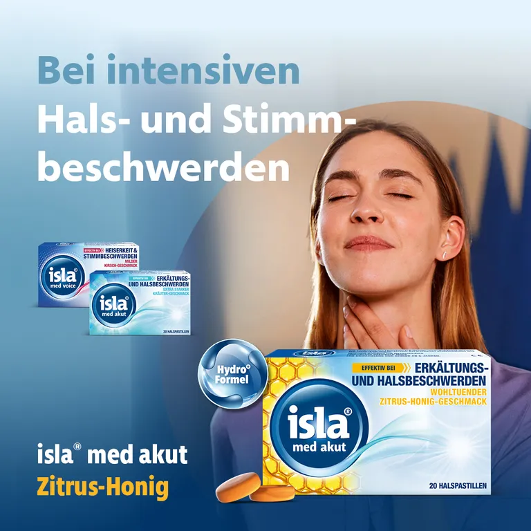 Shopapotheke Isla Med Akut Zitrus-Honig Halspastillen Bei Halsschmerzen Und Erkältung