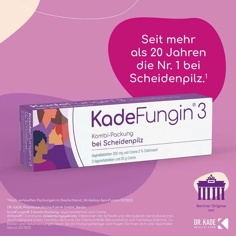 Shopapotheke KadeFungin 3 Kombi-Packung - Vaginaltabletten Und -creme Zur Behandlung Von Scheidenpilz In 3 Tagen