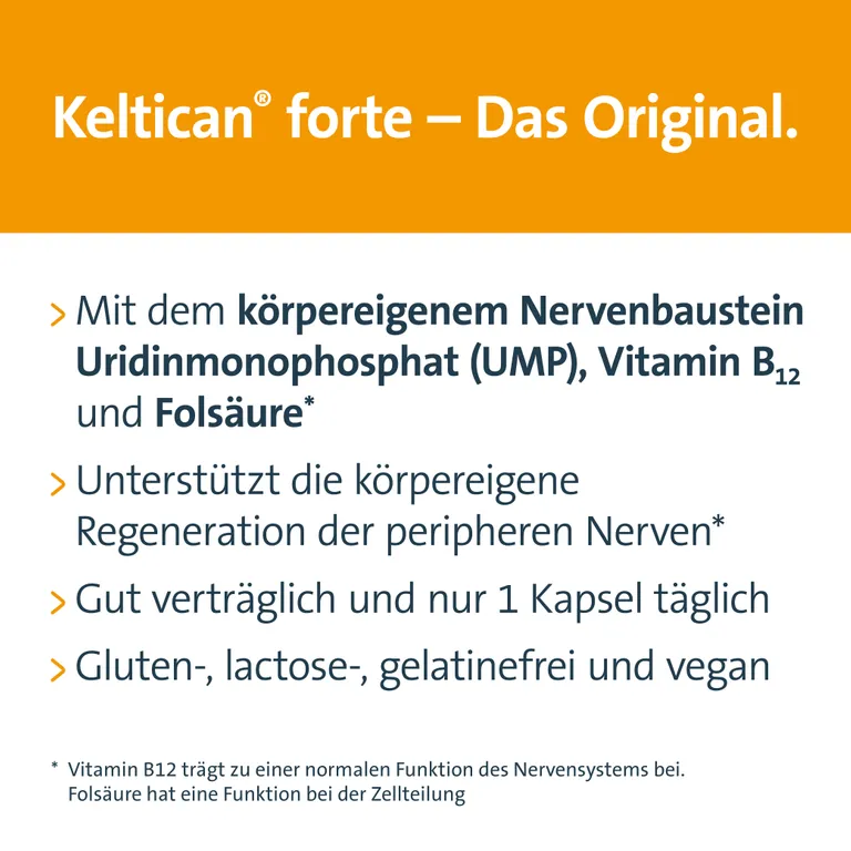 Shopapotheke Keltican® Forte Kapseln Mit Uridinmonophosphat (UMP) Vitamin B12 Und Folsäure Zur Unterstützung Der Nervenregeneration