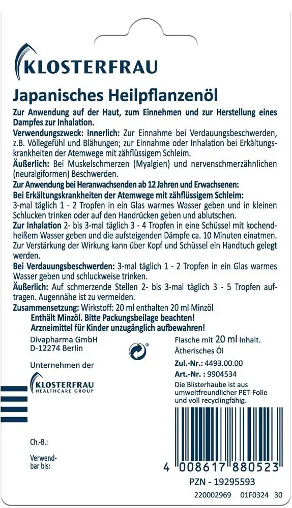 Shopapotheke Klosterfrau Japanisches Heilpflanzenöl 20ml