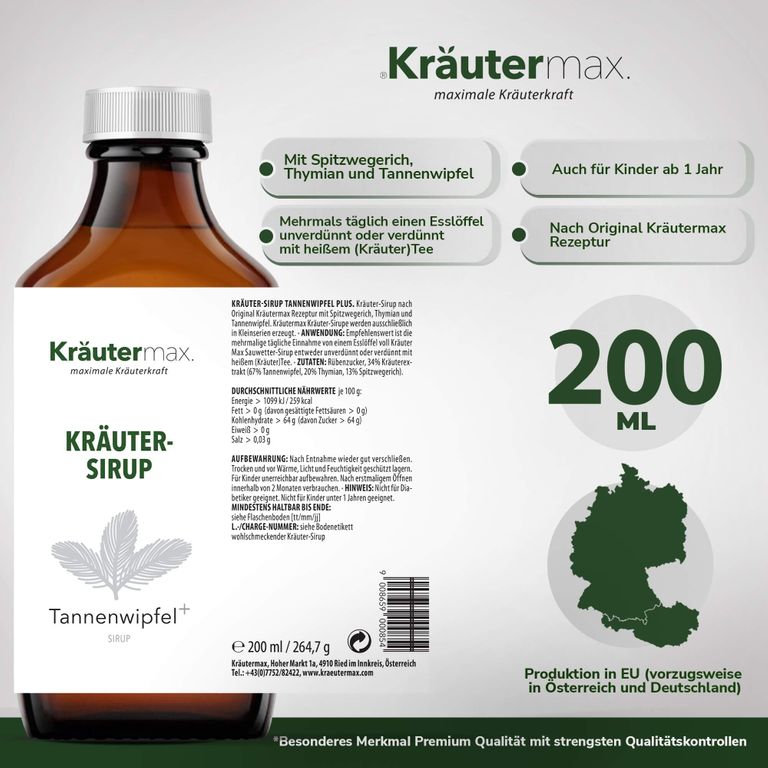 Shopapotheke Kräutermax Kräuter-Sirup Tannenwipfel Plus Spitzwegerich Thymian