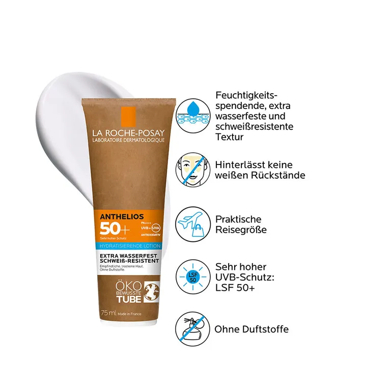 Shopapotheke La Roche Posay Anthelios Hydratisierende Milch LSF 50+: Sonnenmilch In Der Tube Mit Pappe Mit Hohem Breitbandschutz Für Empfindliche Und Trockene Haut