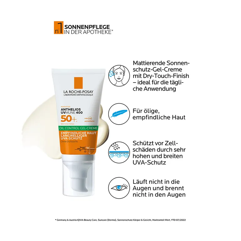 Shopapotheke La Roche Posay Anthelios UV Mune 400 Oil Control Gel-Creme Sonnengel Mit LSF50+ Für Sehr Hohen Schutz Vor UVA- Und UVB-Strahlen Für ölige Haut