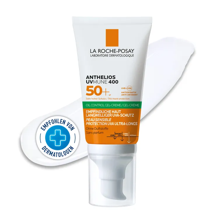 shopapotheke La Roche Posay Anthelios UV Mune 400 Oil Control Gel-Creme Sonnengel mit LSF50+ für sehr hohen Schutz vor UVA- und UVB-Strahlen für ölige Haut