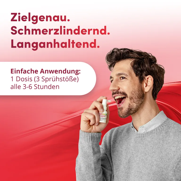 Shopapotheke Lemocin® Flurbiprofen Spray Gegen Halsschmerzen – Schmerzlindernd & Entzündungshemmend Bis Zu 6 Stunden Angenehmer Kirsch-Minz-Geschmack – Für Erwachsene Ab 18 Jahren