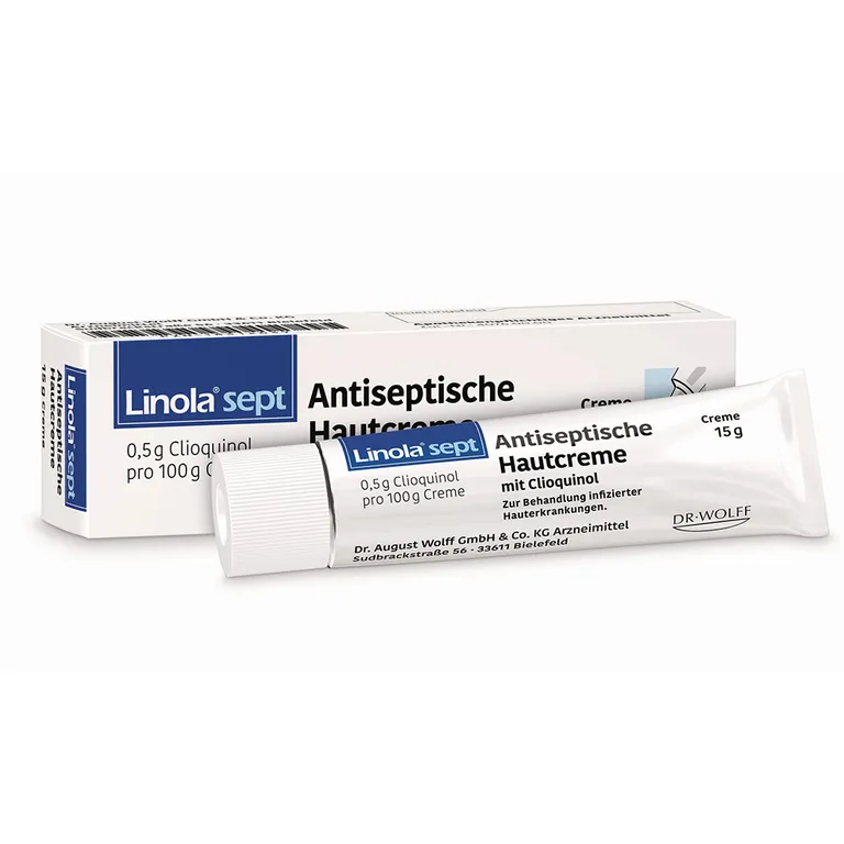 shopapotheke Linola® sept Antiseptische Hautcreme mit Clioquinol – Wundcreme bei abgeschürfter entzündeter oder eitriger Haut