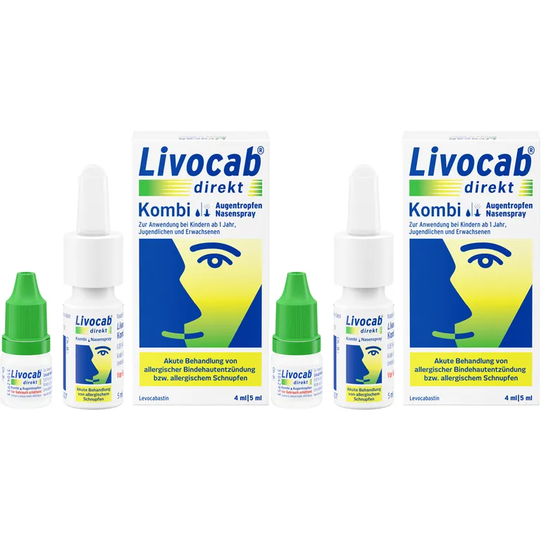 shopapotheke Livocab direkt Kombi Augentropfen & Nasenspray bei Allergien z.B. Heuschnupfen Hausstaubmilben- oder Tierallergie