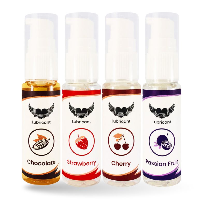 shopapotheke Lovelyness - Gleitgel mit Geschmack Erdbeere Kirsche Schokolade Passionsfrucht im Set 120ml