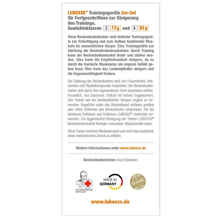 Shopapotheke LUBEXXX® Beckenbodentrainer Set Für Fortgeschrittene