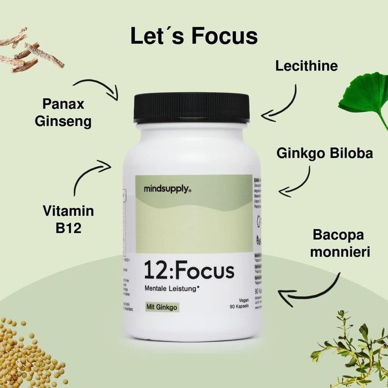 Shopapotheke Mindsupply FOCUS - Konzentrations-Kapseln Mit Gingko Bacopa Und Panax Ginseng