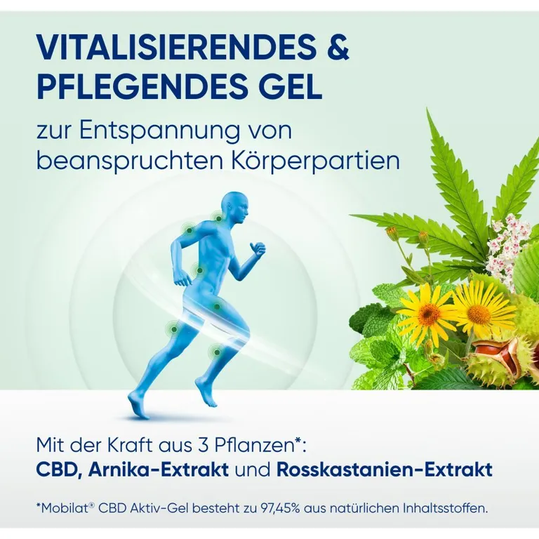Shopapotheke Mobilat® CBD Aktiv-Gel: Vitalisierendes Und Pflegendes Gel Zur Entspannung Beanspruchter Körperpartien. Mit Hochkonzentriertem CBD (>99% Reinheit) Arnika-Extrakt Und Rosskastanien-Extrakt. Kosmetikum