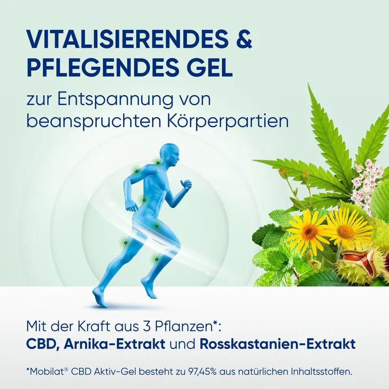 Shopapotheke Mobilat® CBD Aktiv-Gel: Vitalisierendes Und Pflegendes Gel Zur Entspannung Beanspruchter Körperpartien. Mit Hochkonzentriertem CBD (>99% Reinheit) Arnika-Extrakt Und Rosskastanien-Extrakt