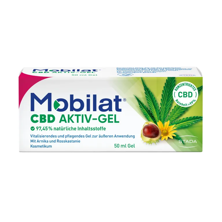 shopapotheke Mobilat® CBD Aktiv-Gel: Vitalisierendes und pflegendes Gel zur Entspannung beanspruchter Körperpartien. Mit hochkonzentriertem CBD (>99% Reinheit) Arnika-Extrakt und Rosskastanien-Extrakt