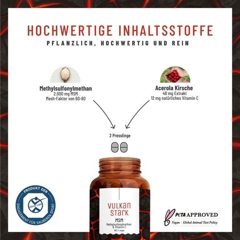 Shopapotheke MSM Komplex Mit Vitamin C Aus Acerola- Methylsulfonylmethan Vegan - Vulkanstark - NATURTREU®