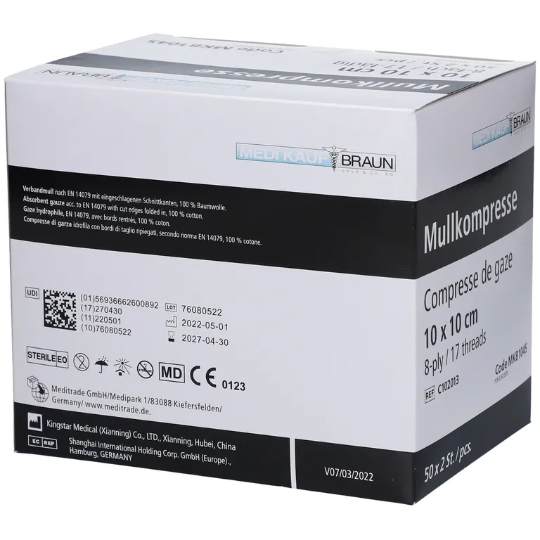 Shopapotheke Mullkompressen Steril 10 Cm X 10 Cm 8fach