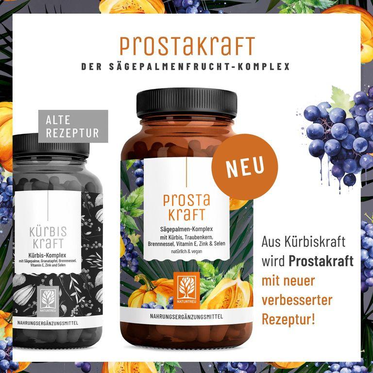 Shopapotheke NATURTREU - PROSTAKRAFT - Prostata Kapseln Hochdosiert - Sägepalme- Kürbis- & Traubenkern-Extrakt