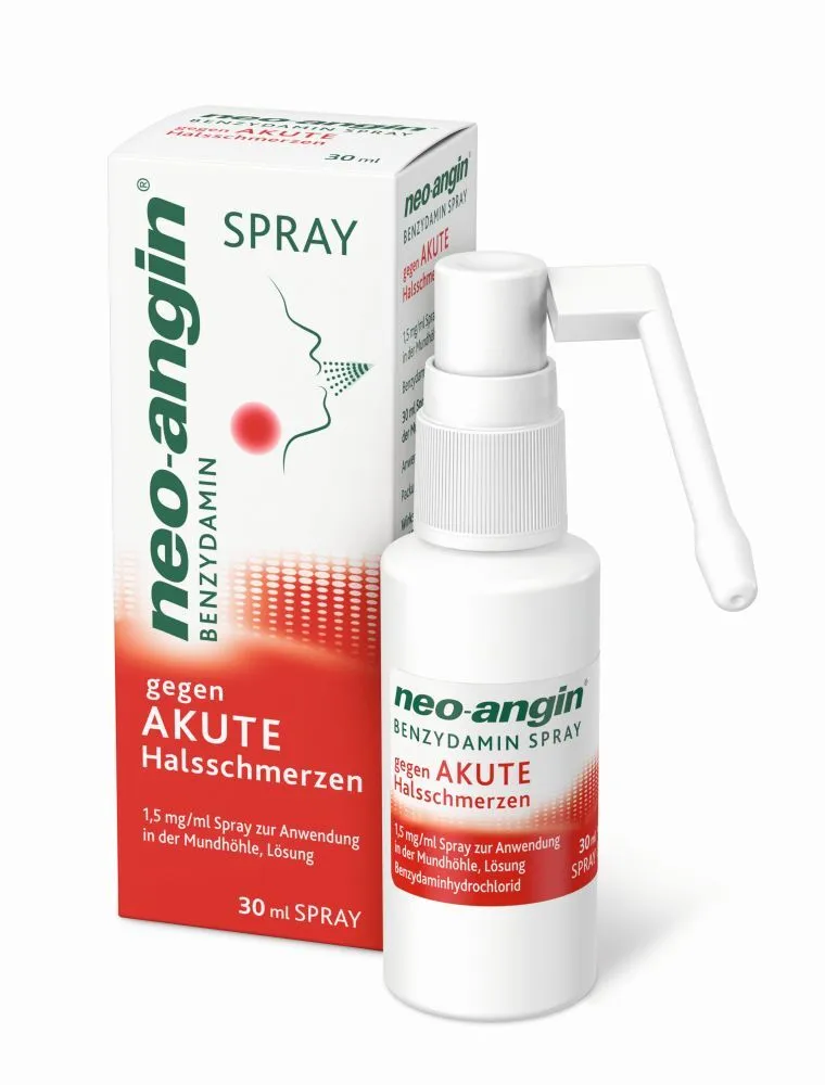 shopapotheke neo-angin Benzydamin Spray gegen akute Halsschmerzen - zuckerfrei