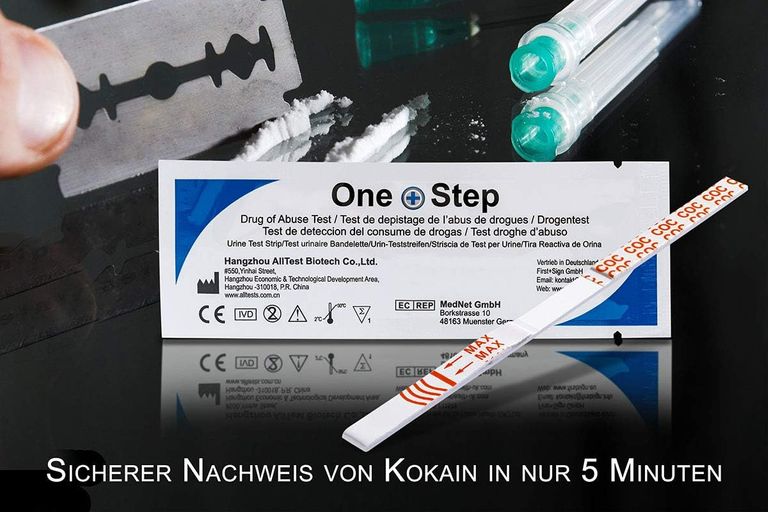 Shopapotheke One+Step Kokain Drogentest-Schnelltest - Selbsttest Mit Hoher Sensitivität Cut-off: 100 Ng/ml
