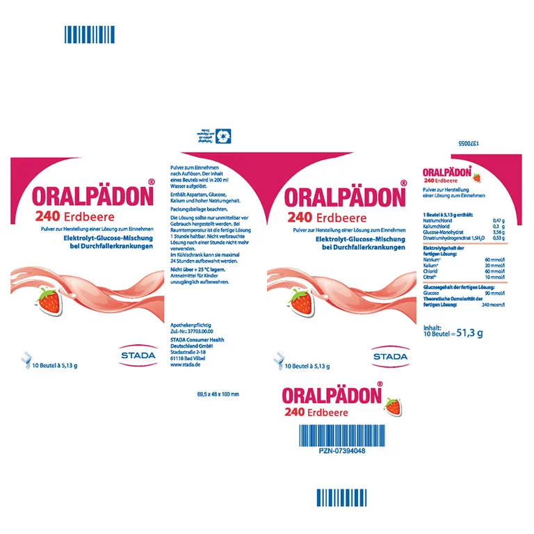 Shopapotheke Oralpädon® 240 Erdbeere Elektrolytepulver