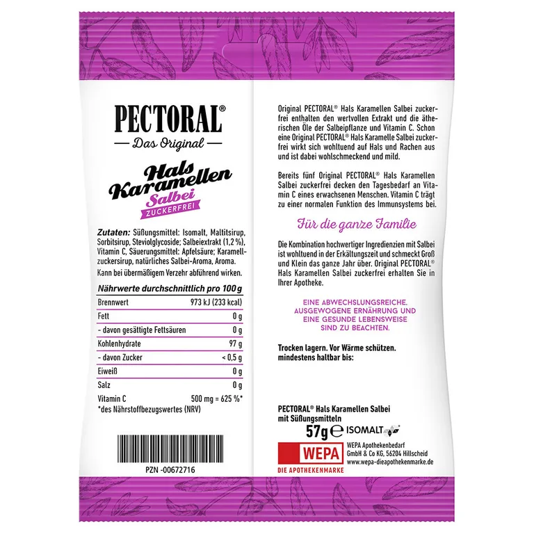 Shopapotheke Original PECTORAL® Hals-Karamellen Salbei Zuckerfrei