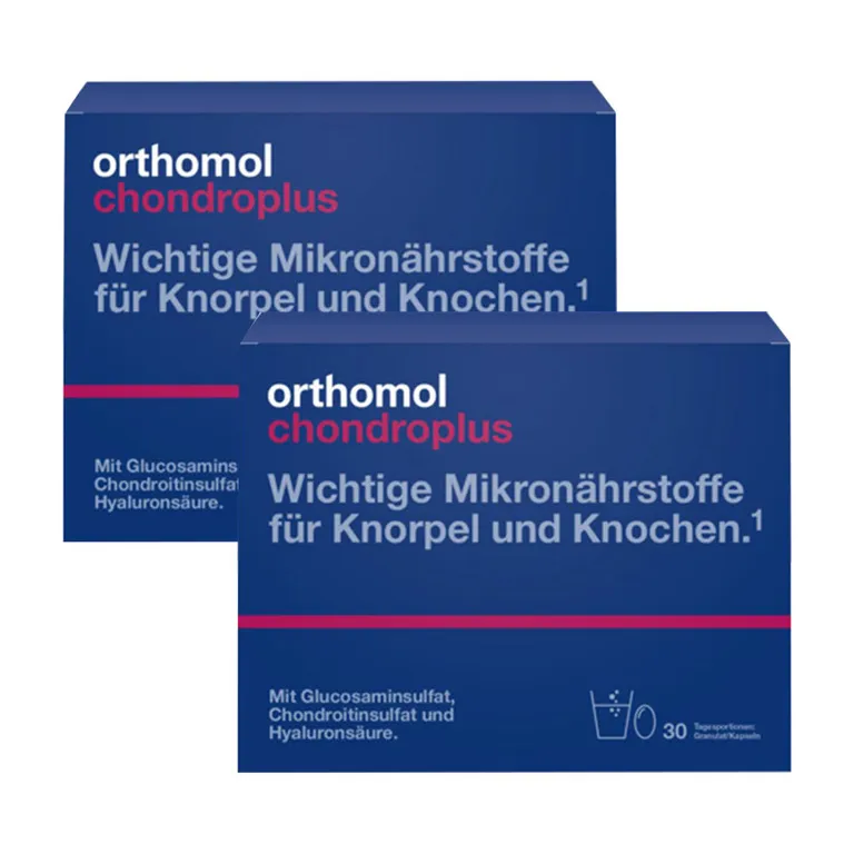 shopapotheke Orthomol chondroplus - Nährstoffe für Knorpel und Knochen - mit Glucosamin- Chondroitinsulfat und Hyaluronsäure - Granulat/Kapseln