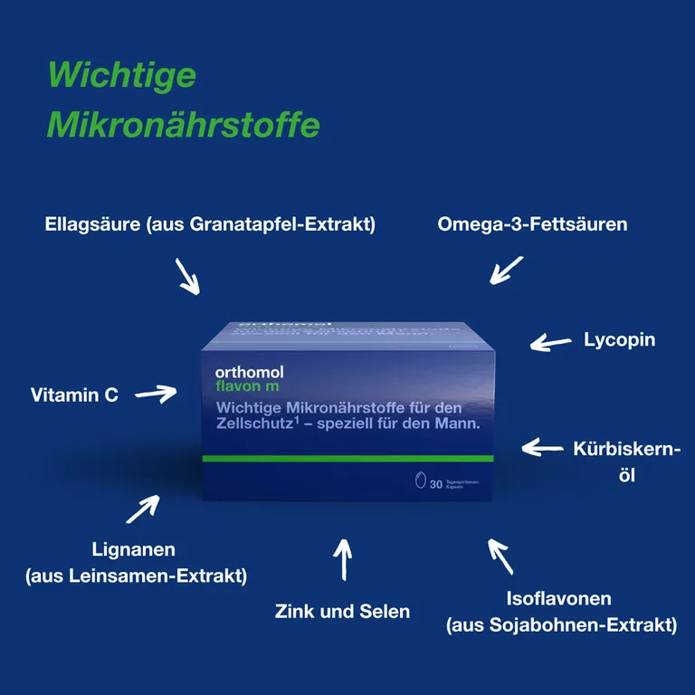 Shopapotheke Orthomol Flavon M - Mikronährstoffe Für Männer - Zellschutz Mit Vitaminen Selen Zink Omega-3-Fettsäure Und Folsäure - Kapseln