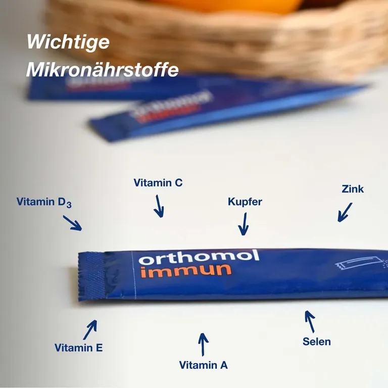 Shopapotheke Orthomol Immun - Mikronährstoffe Zur Unterstützung Des Immunsystems - Mit Vitamin C Vitamin D Und Zink - Direktgranulat Orangen-Geschmack