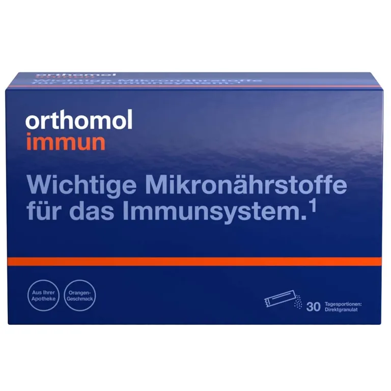 shopapotheke Orthomol Immun - Mikronährstoffe zur Unterstützung des Immunsystems - mit Vitamin C Vitamin D und Zink - Direktgranulat Orangen-Geschmack