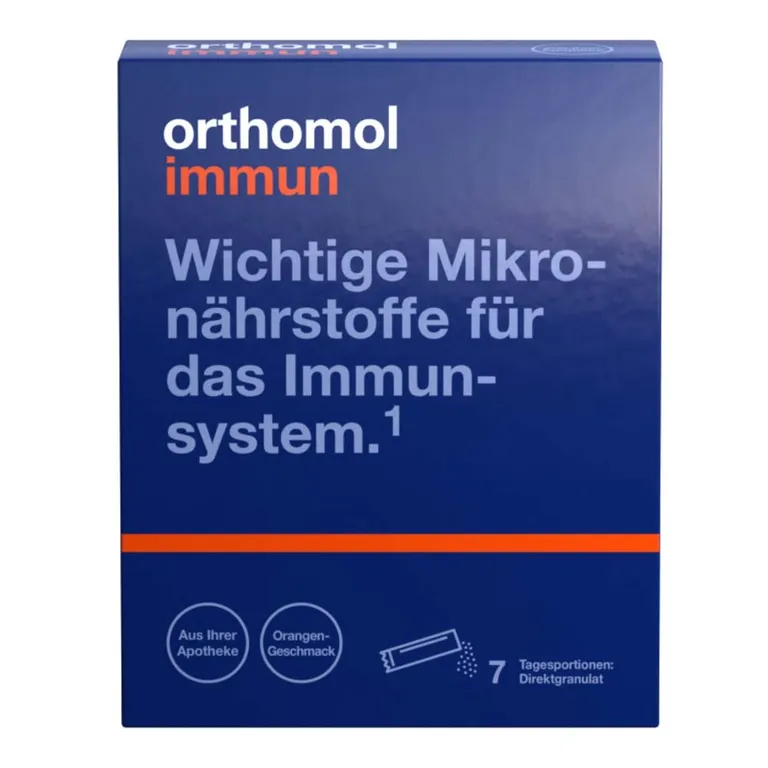 shopapotheke Orthomol Immun - Mikronährstoffe zur Unterstützung des Immunsystems - mit Vitamin C Vitamin D und Zink - Direktgranulat Orangen-Geschmack
