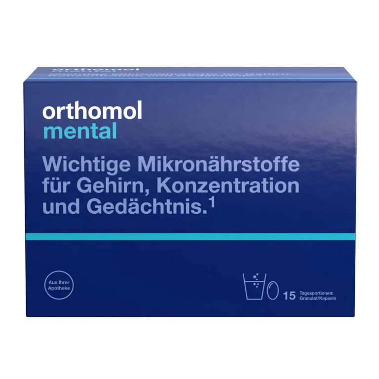 shopapotheke Orthomol Mental - für Gehirn Konzentration und Gedächtnis - mit Omega-3-Fettsäure Magnesium und Vitamin B12 - Granulat/Kapseln