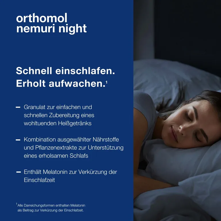 Shopapotheke Orthomol Nemuri Night - Zur Verkürzung Der Einschlafzeit - Heißgetränk Mit Melatonin Und Hopfen-Extrakt - Granulat