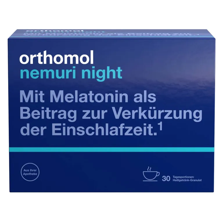 shopapotheke Orthomol Nemuri night - zur Verkürzung der Einschlafzeit - Heißgetränk mit Melatonin und Hopfen-Extrakt - Granulat