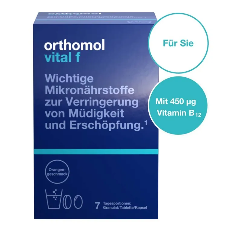 Shopapotheke Orthomol Vital F Für Frauen - Bei Müdigkeit - Mit B-Vitaminen Omega-3 Magnesium - Granulat/Tabletten/Kapseln - Grapefruit-Geschmack