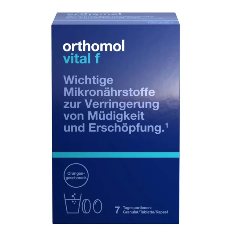 shopapotheke Orthomol Vital f für Frauen - bei Müdigkeit - mit B-Vitaminen Omega-3 Magnesium - Granulat/Tabletten/Kapseln - Grapefruit-Geschmack