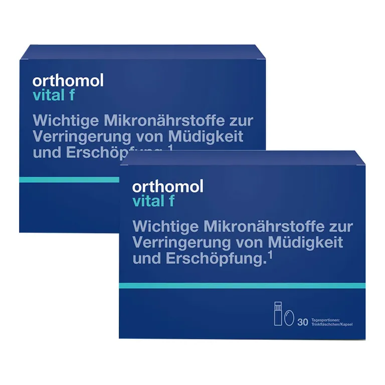 shopapotheke Orthomol Vital f - Mikronährstoffe für Frauen - bei Müdigkeit und Erschöpfung - mit B-Vitaminen Omega-3 und Magnesium - Trinkampullen/Kaps