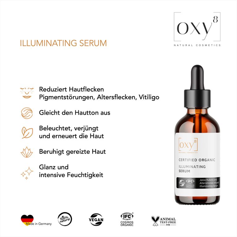Shopapotheke Oxy8 Naturkosmetik ILLUMINATING SERUM - Bei Pigmentstörungen Altersflecken Beruhigt Gereizte Haut