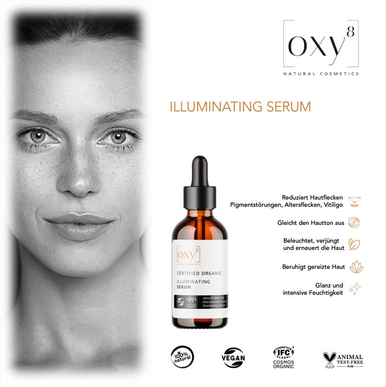 Shopapotheke Oxy8 Naturkosmetik ILLUMINATING SERUM - Bei Pigmentstörungen Altersflecken Beruhigt Gereizte Haut