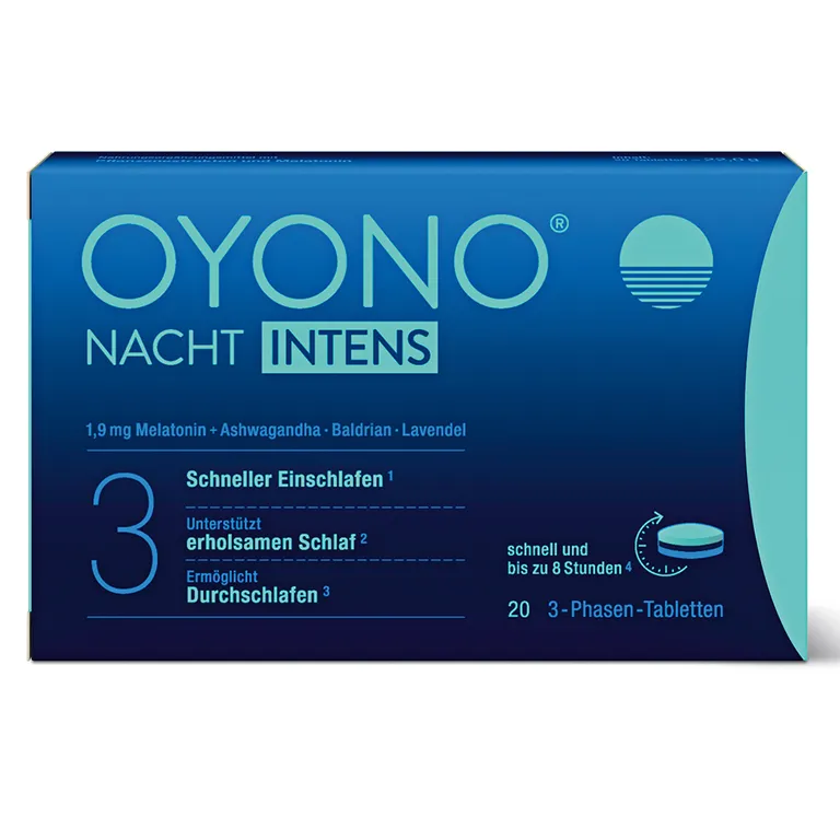 shopapotheke OYONO® Nacht Intens mit 1 9mg Melatonin und Ashwagandha Baldrian Lavendel - Jetzt 10% mit dem Code klosterfrau2025 sparen*