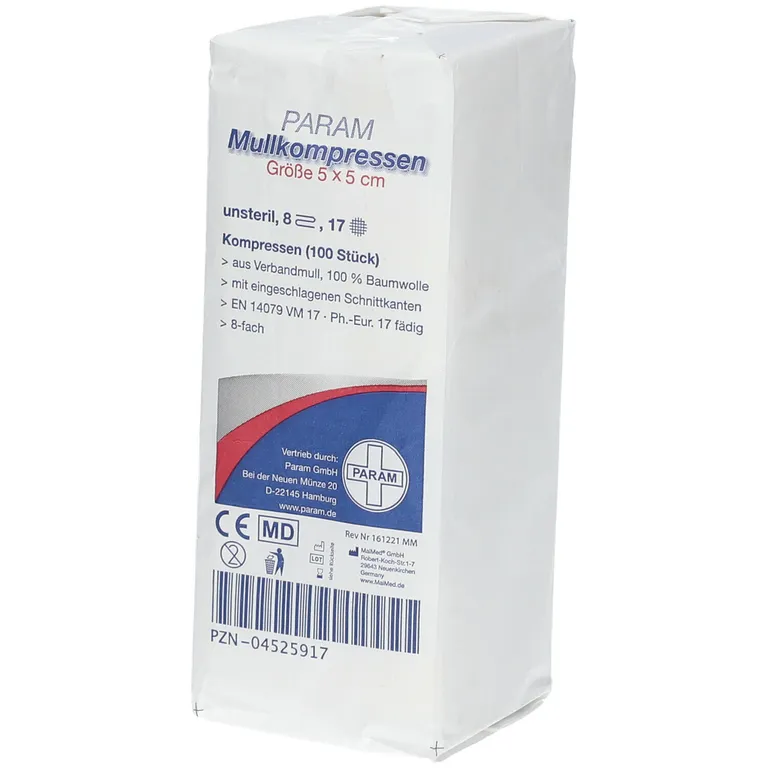 shopapotheke PARAM Mullkompressen 5 cm x 5 cm unsteril 8-fach