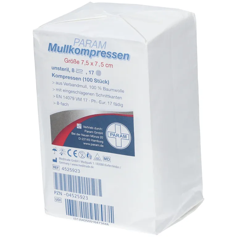 Shopapotheke PARAM Mullkompressen 7 5 Cm X 7 5 Cm Unsteril 8-fach