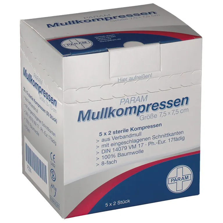 shopapotheke PARAM Mullkompressen 7 5 x 7 5 cm steril 8-fach