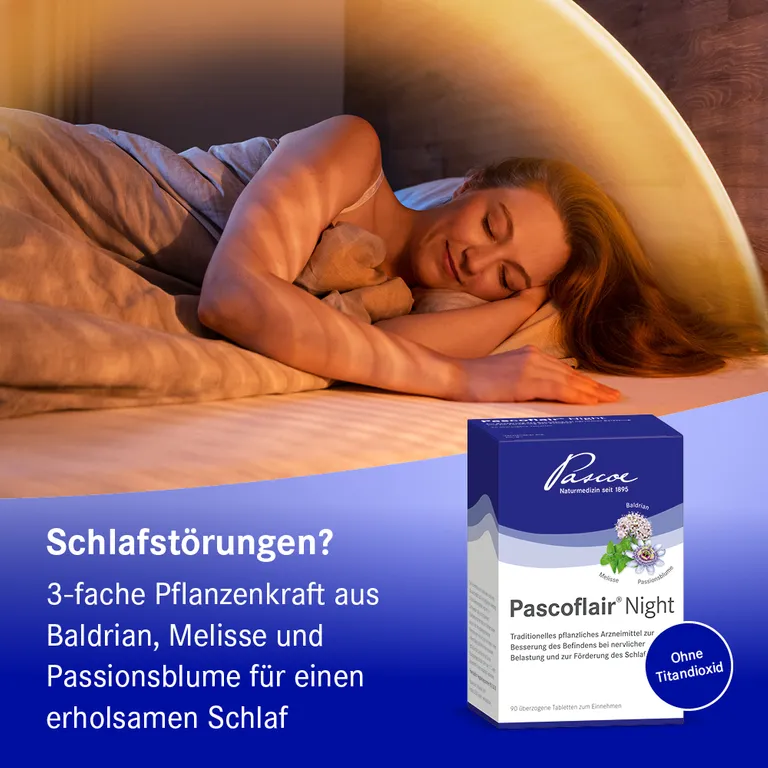 Shopapotheke Pascoflair® Night 3-fache Pflanzenkraft Aus Baldrian Melisse Und Passionsblume Für Einen Erholsamen Schlaf
