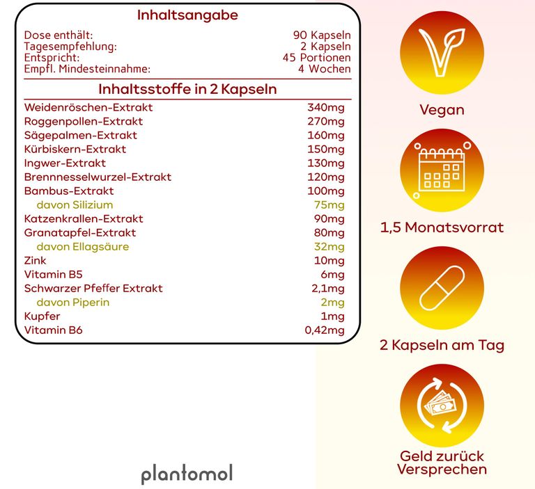 Shopapotheke Plantomol® Prosta PLUS - Prostata Komplex Mit Kürbiskern Sägepalme Weidenröschen Und 11 Weiteren