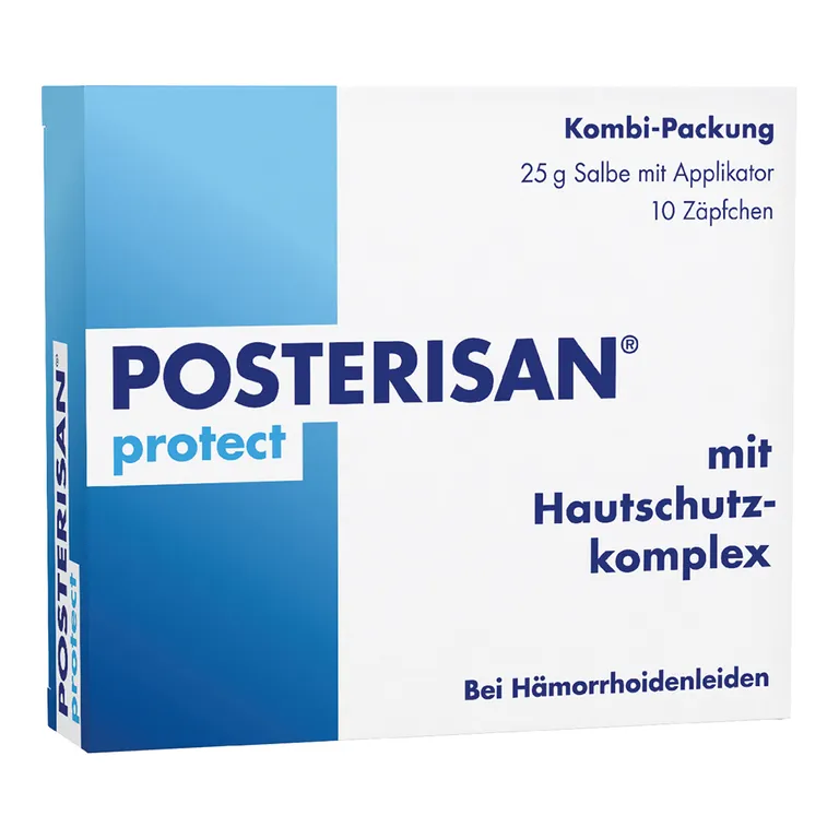shopapotheke Posterisan protect Hämorrhoidensalbe und Zäpfchen bei Reizungen als Hautschutz und zur Prophylaxe 25 g Salbe und 10 Stk Zäpfchen